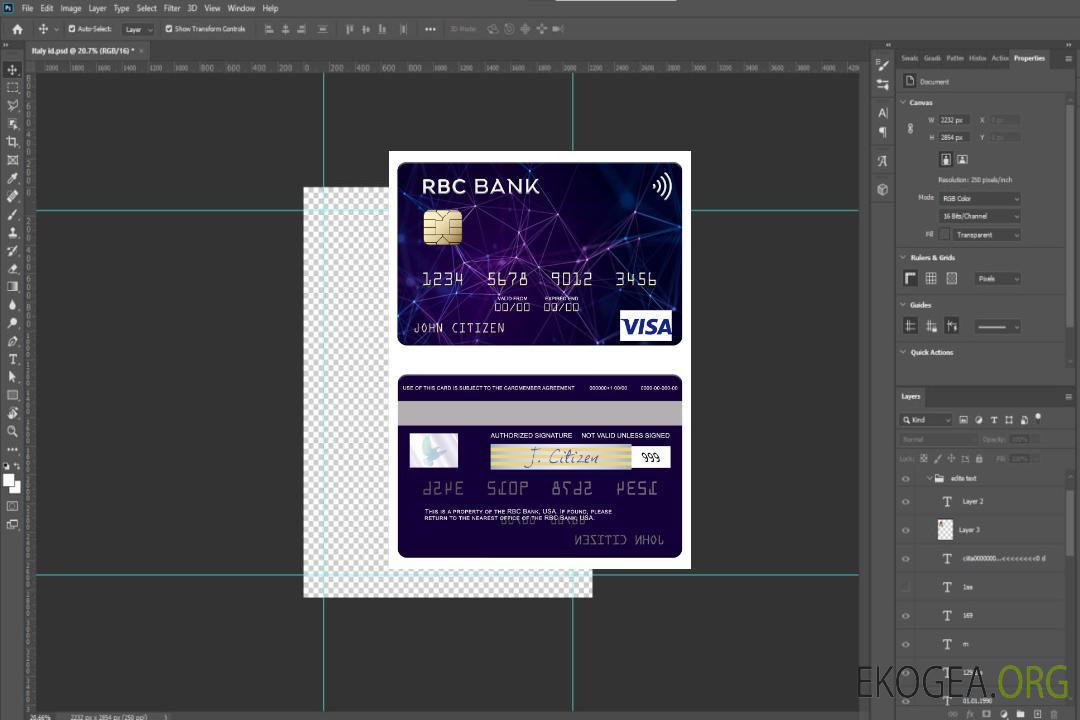 Carte visa RBC Bank aux États-Unis template Carte visa RBC Bank aux États-Unis template